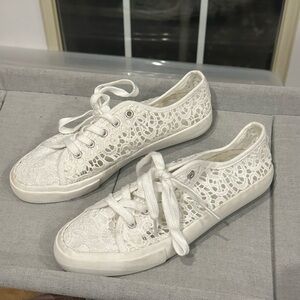 Women’s White Lace Sneakers from David’s Bridal - size 8 - worn once